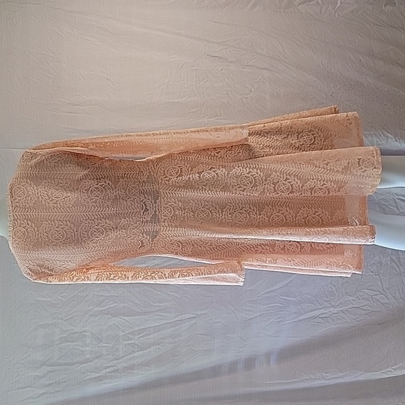 Abercrombie Nude Lace Midi Dress Fit and Flare V-Neck Fairy Ethereal NWT Medium - Picture 6 of 10
